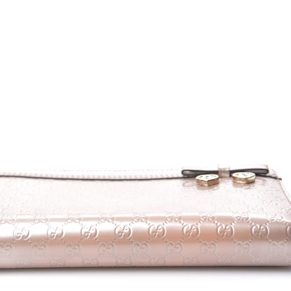 Gucci Patent Microguccissima Bow Heart Zip Around Wallet Golden Beige 7 of 9
