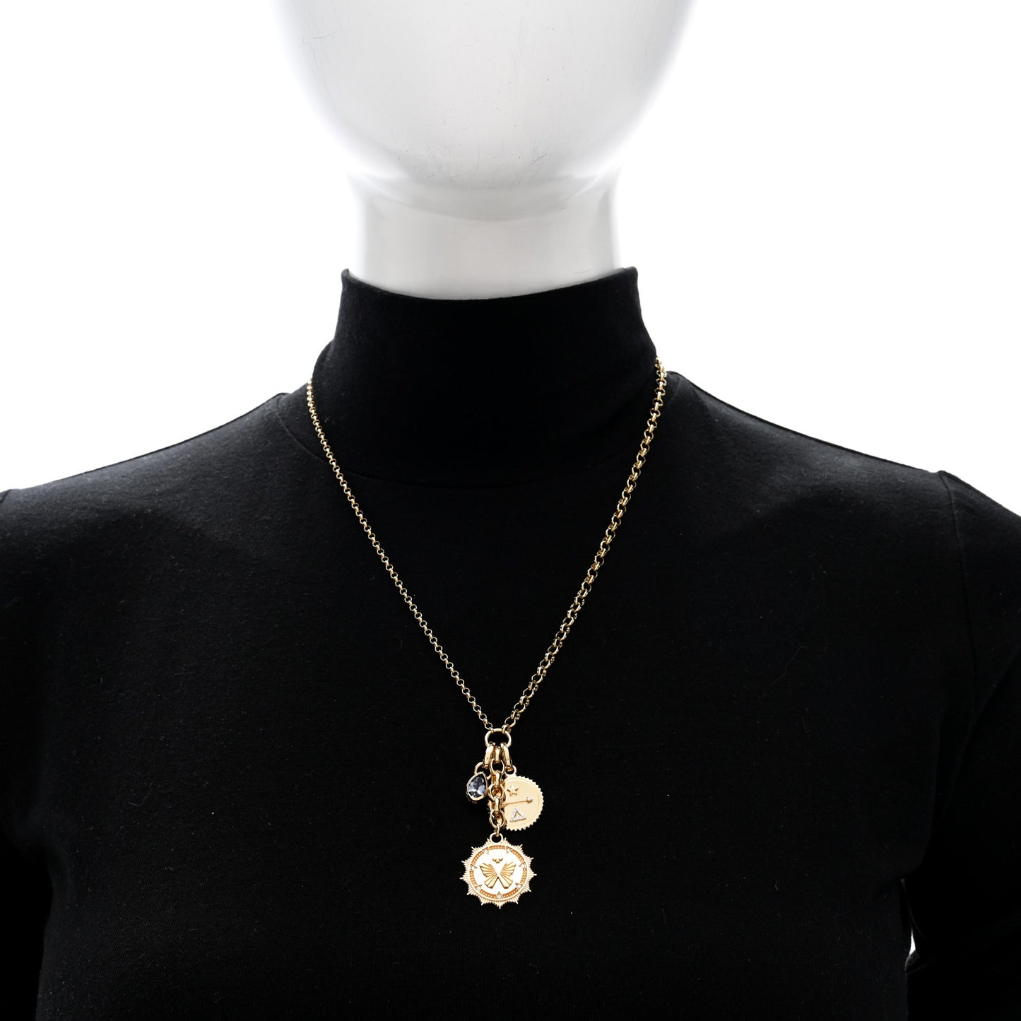 18K Yellow Gold Diamond Violet Spinel Dream Reverie Medallion Mixed Belcher Extended Necklace