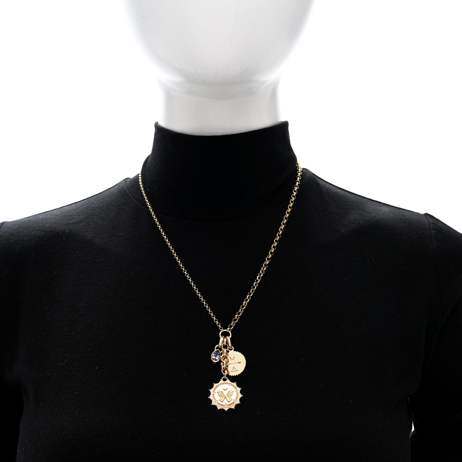 Foundrae 18K Yellow Gold Diamond Violet Spinel Dream Reverie Medallion Mixed Belcher Extended Necklace 2 of 5