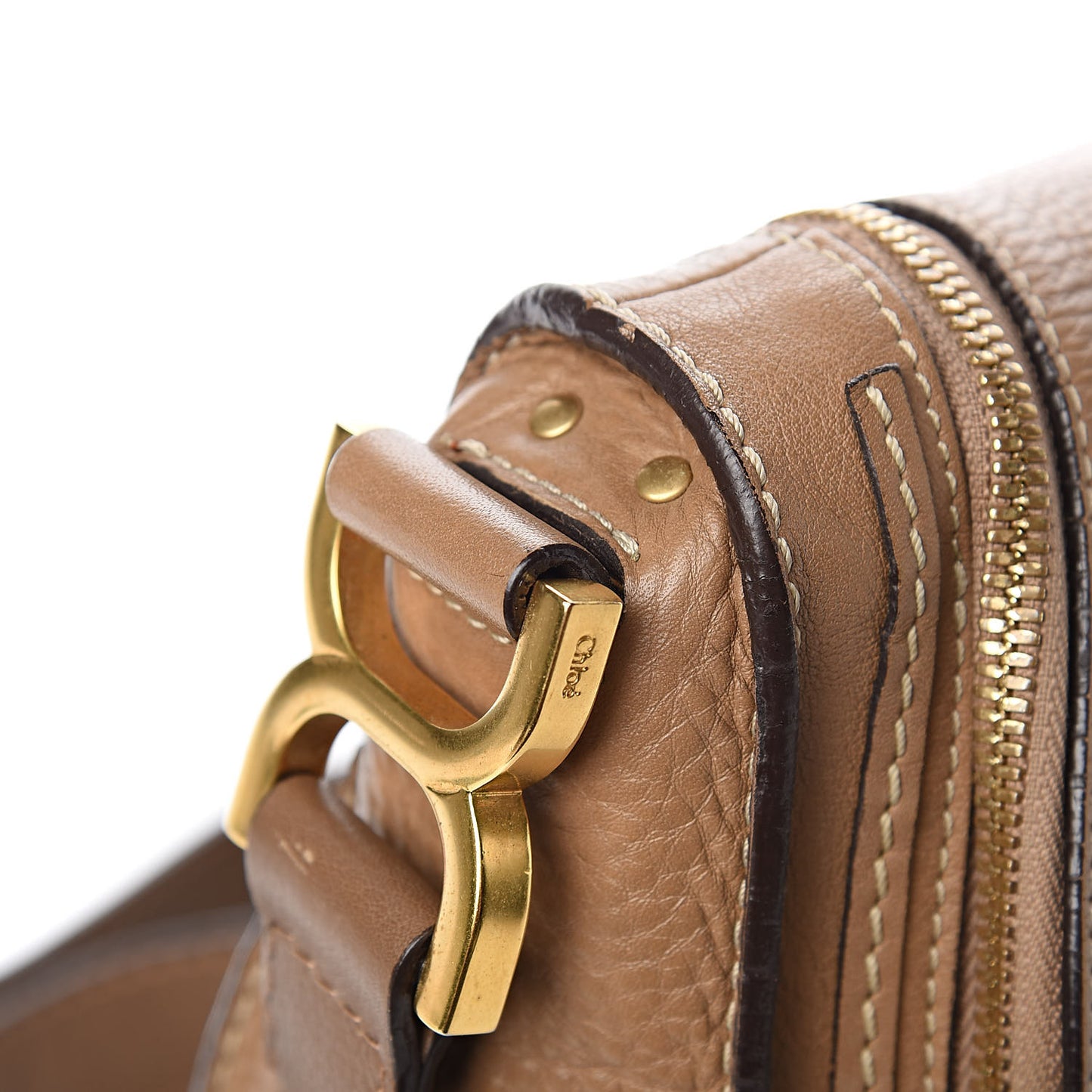 Calfskin Medium Marcie Round Zip Crossbody Bag Nut