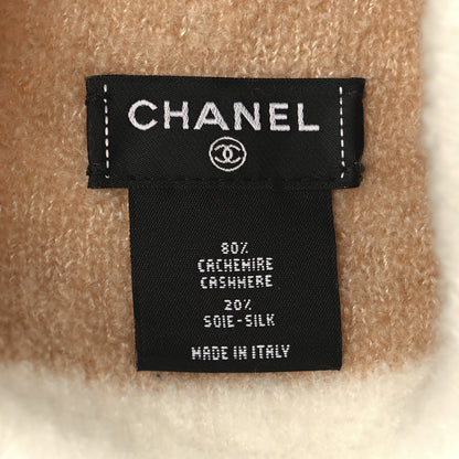 Chanel Cashmere Silk CC Beanie Hat Beige White 5 of 5