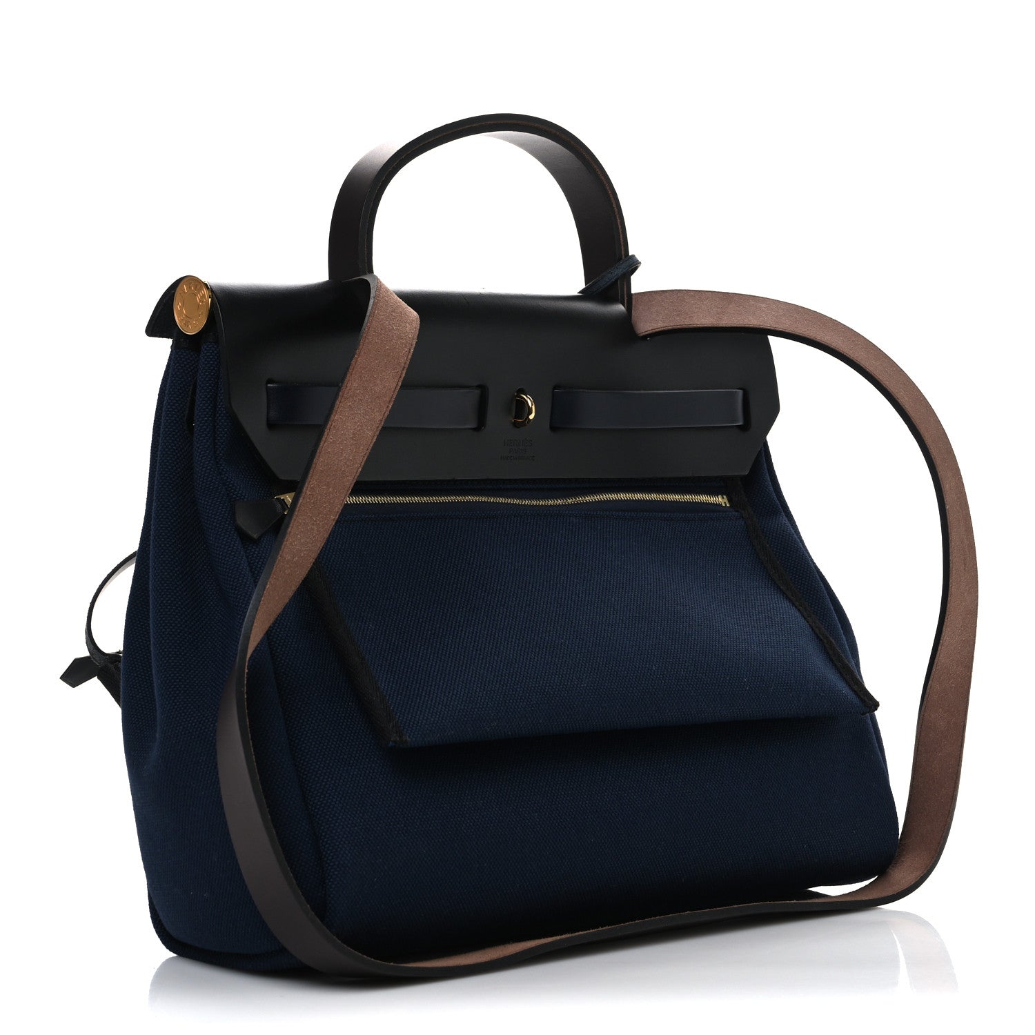 Hermes Military Toile Vache Hunter Herbag Zip Retourne 31 PM Bleu Indigo Black 4 of 11