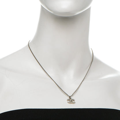 Chanel Crystal Timeless CC Necklace Silver 2 of 6