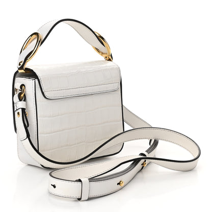 Chloe Calfskin Crocodile Embossed Mini C Double Carry Brilliant White 3 of 9