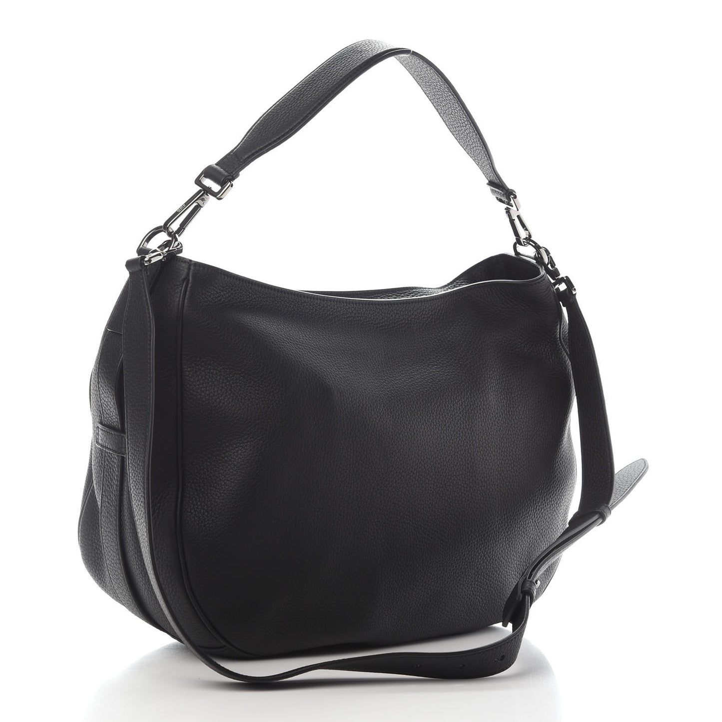 Grained Calfskin Saddle Soft Bag Black