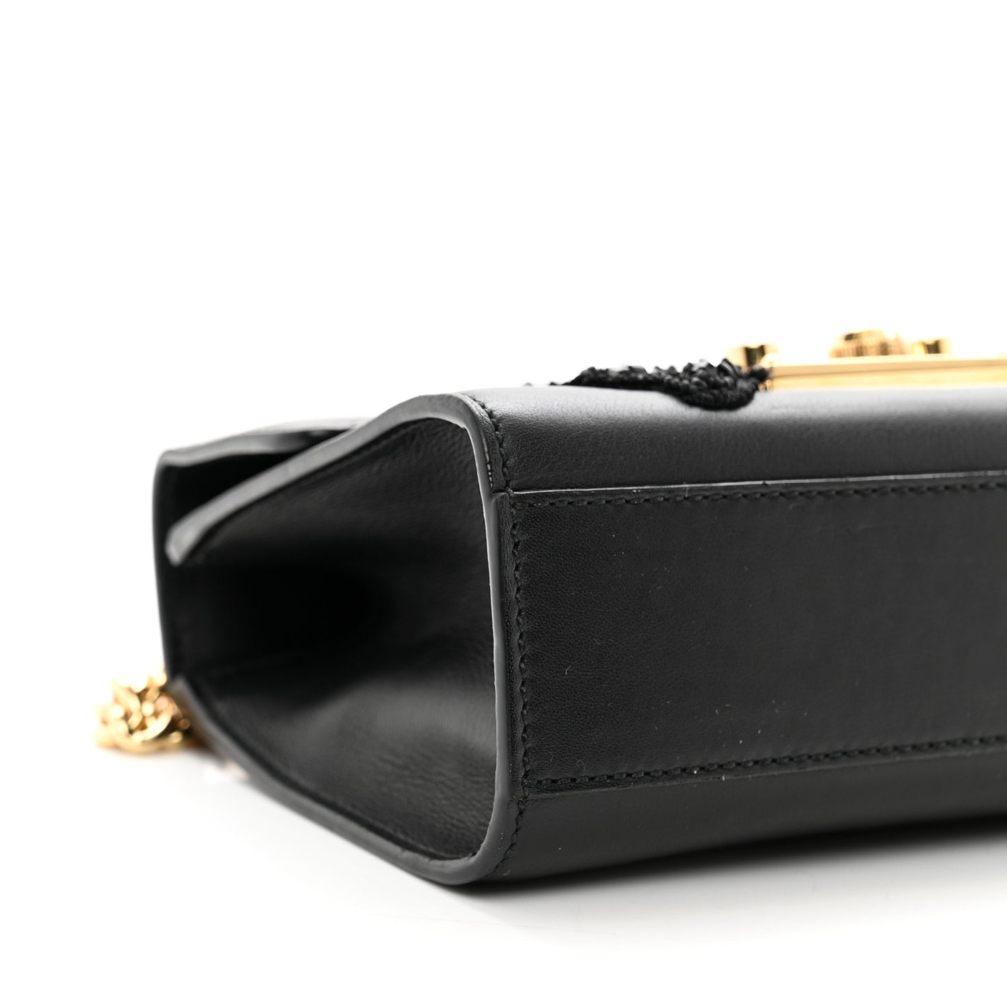 Calfskin Crystal Snake Embroidered Small Padlock Shoulder Bag Black