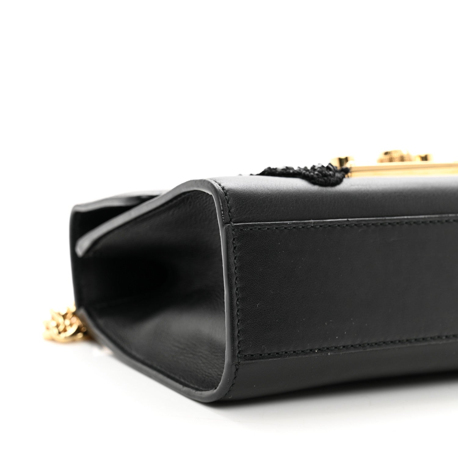 Gucci Calfskin Crystal Snake Embroidered Small Padlock Shoulder Bag Black 9 of 10