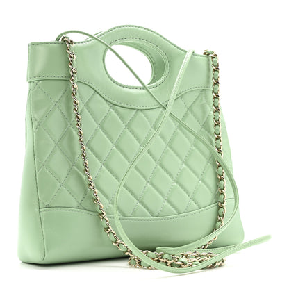 Chanel Shiny Lambskin Quilted Mini 31 Shopping Bag Light Green 3 of 14