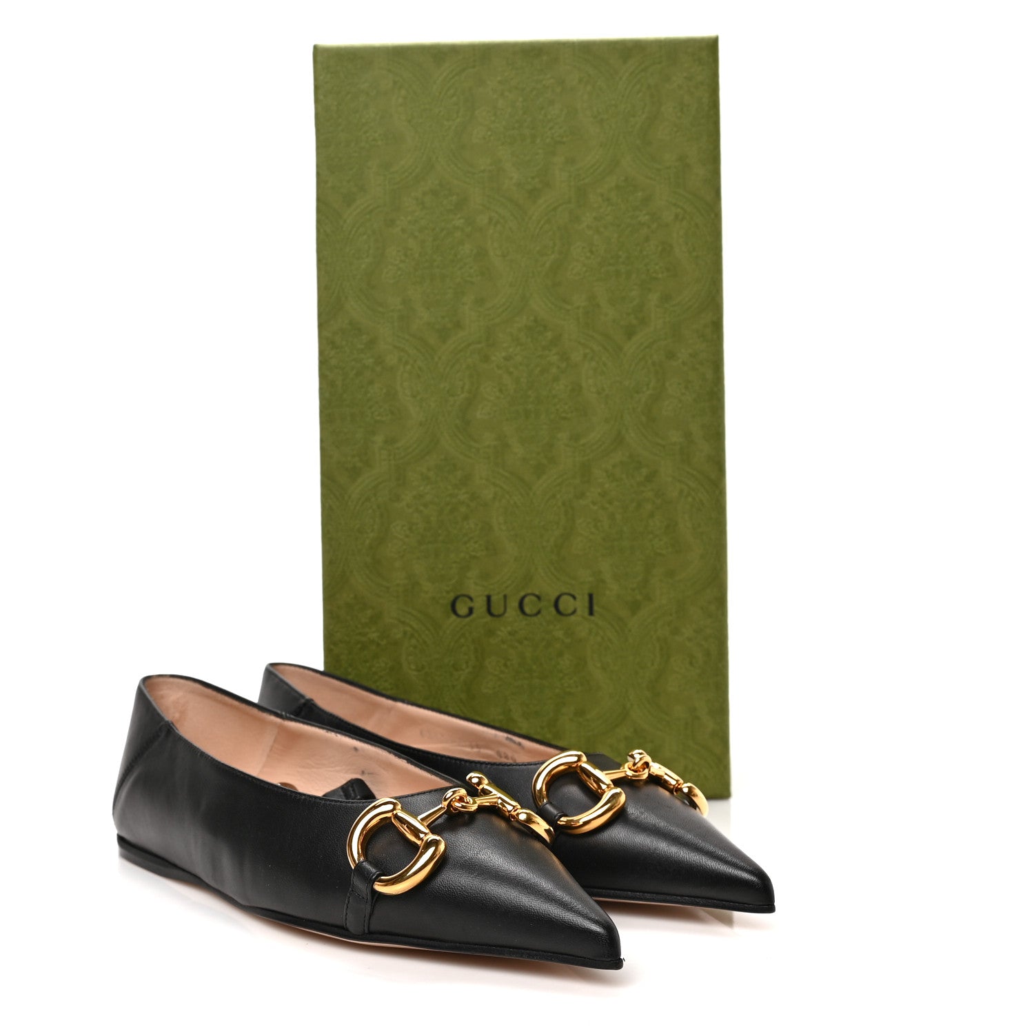 Gucci Nappa Lumiere Deva Horsebit Chain Embellished Flats 35 Black 9 of 9