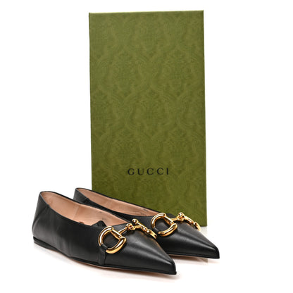 Gucci Nappa Lumiere Deva Horsebit Chain Embellished Flats 35 Black 9 of 9