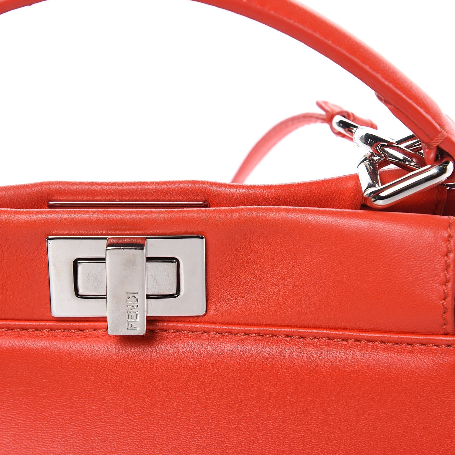 Fendi Nappa Mini Peekaboo Iconic Satchel Papavero 13 of 13