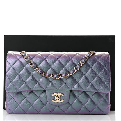 Chanel Iridescent Caviar Quilted Medium Double Flap Dark Blue 11 of 11