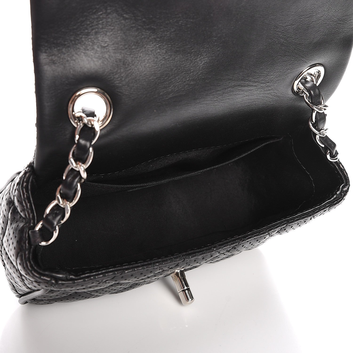 Chanel Lambskin Perforated Mini Rectangular Flap Black 5 of 8