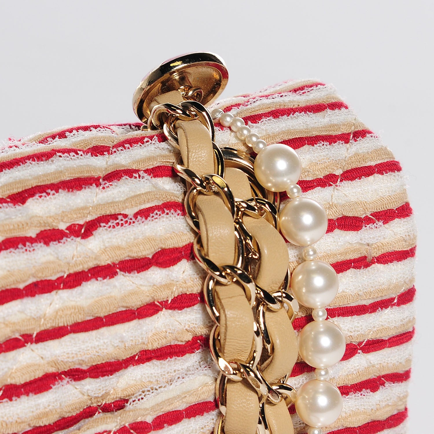 Chanel Jersey Quilted Medium Coco Sailor Flap Red White 6 of 11