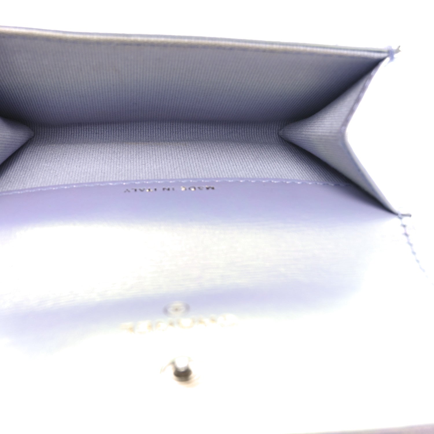 Chanel Iridescent Calfskin Quilted Chanel 19 Flap Card Holder Light Purple 4 of 8
