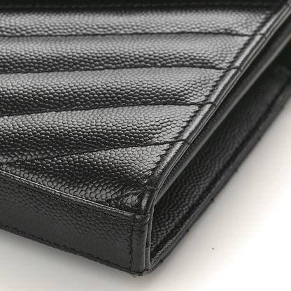 Saint Laurent Grain De Poudre Matelasse Chevron Monogram Chain Wallet Black 8 of 8