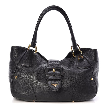 Prada Vitello Daino Buckle Tote Black 1 of 13
