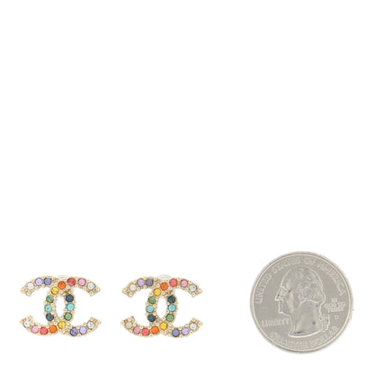 Chanel Crystal Over The Rainbow CC Earrings Gold Multicolor 2 of 5