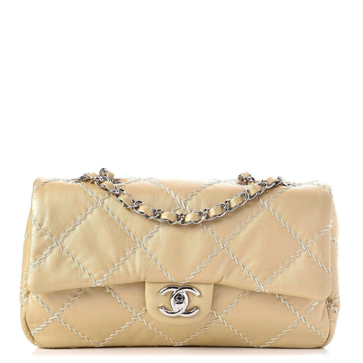 Calfskin Ultimate Stitch Flap Gold