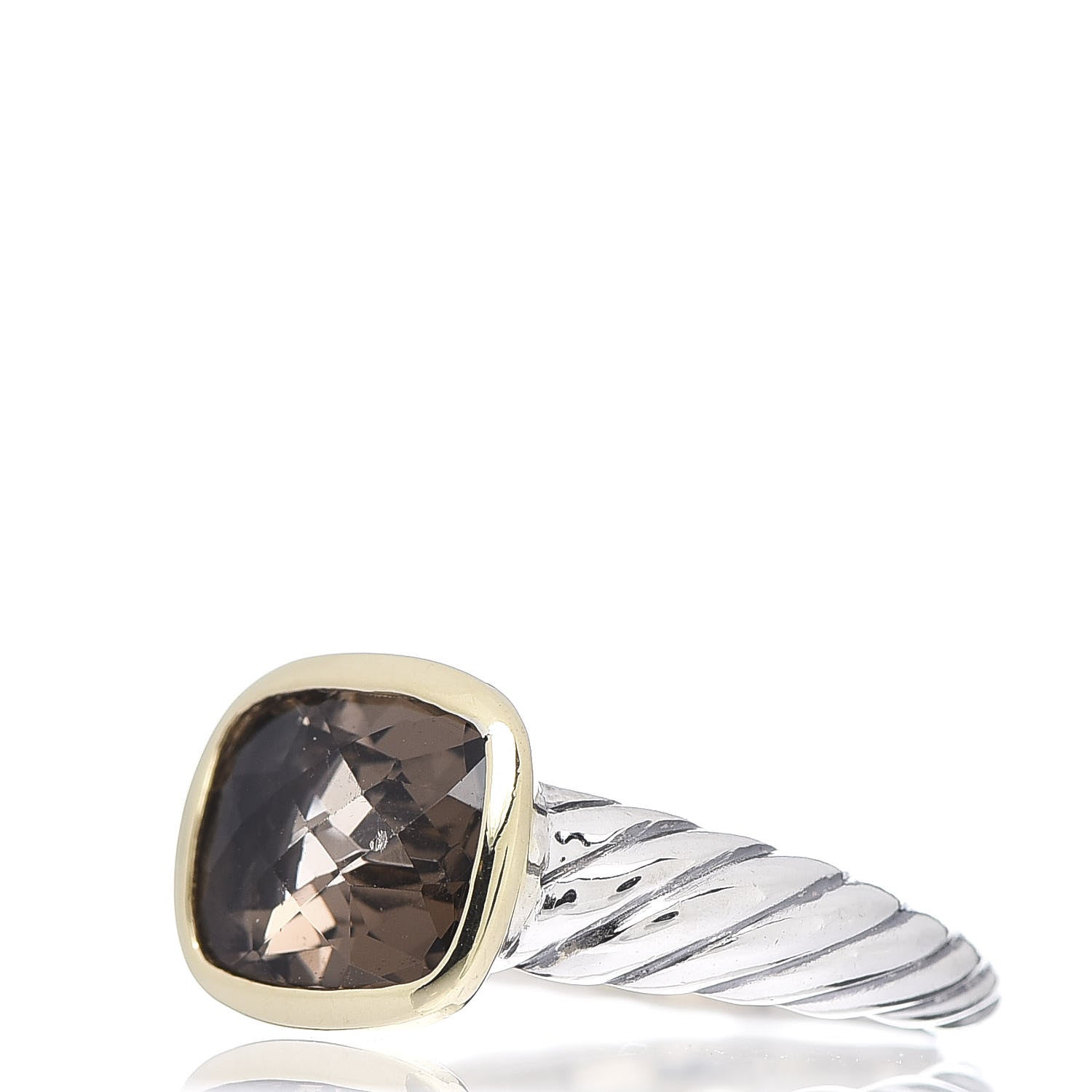 David Yurman Sterling Silver 14K Yellow Gold Smoky Quartz 10mm Noblesse Ring 51 5.75 3 of 5