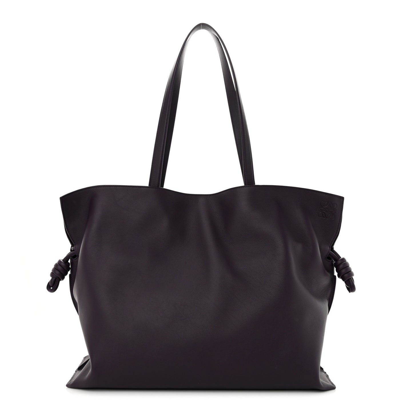 Calfskin Flamenco Knot XL Shoulder Bag Deep Aubergine