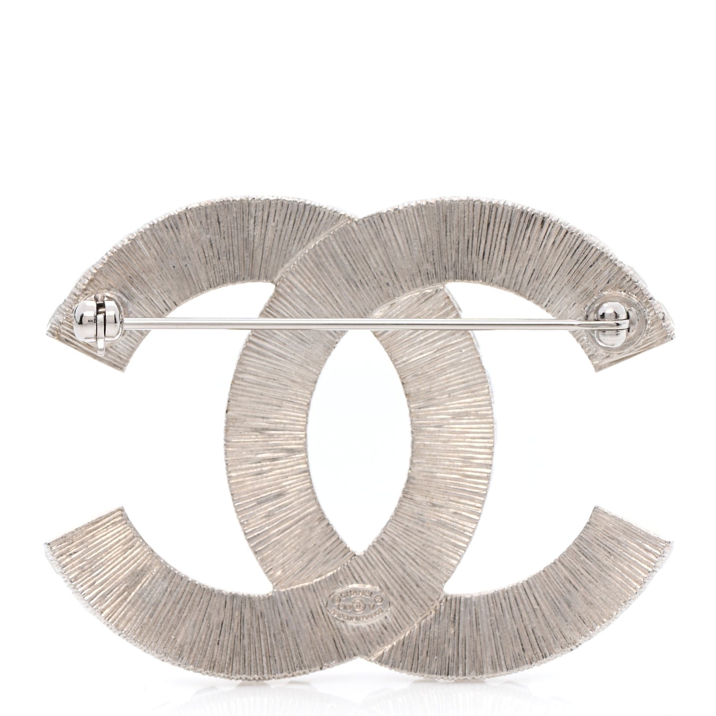 Baguette Crystal CC Brooch Silver