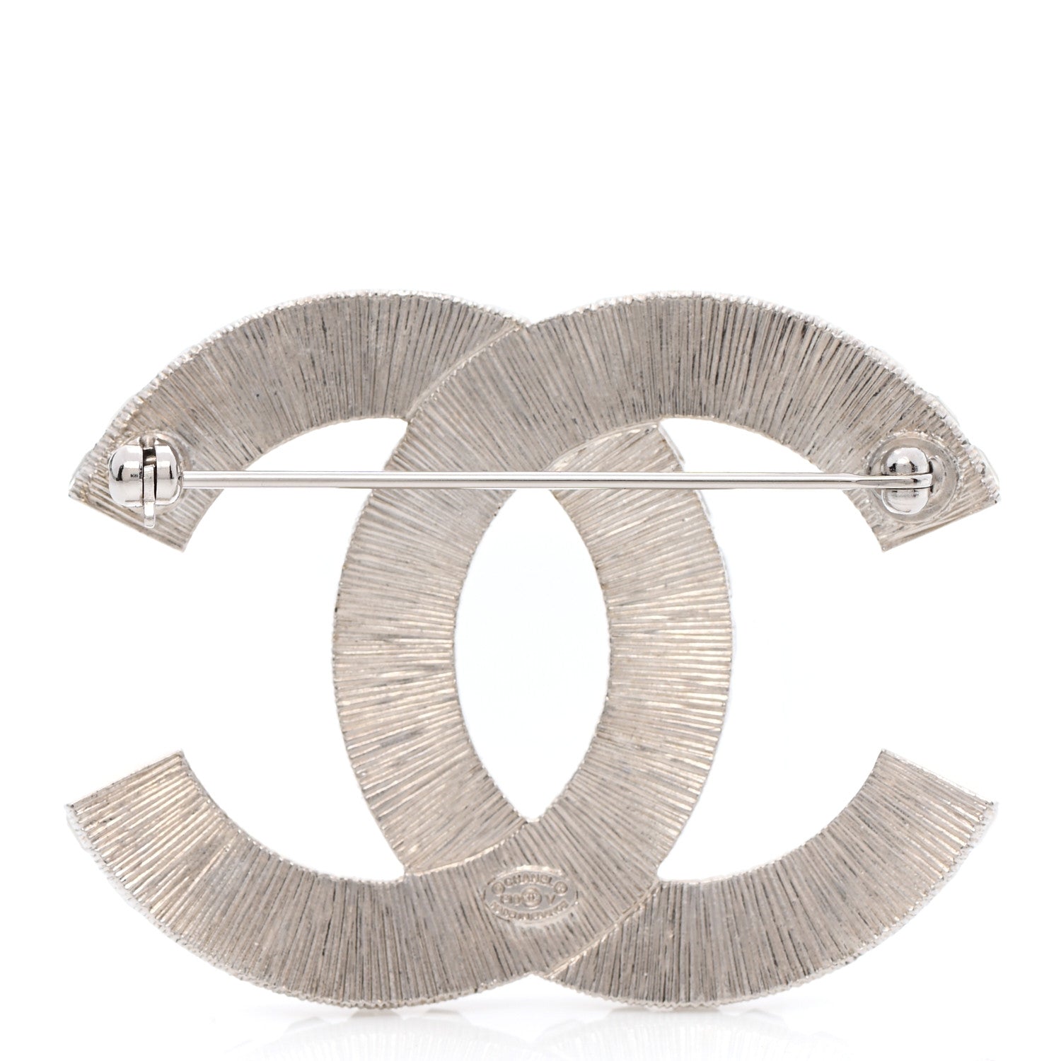 Chanel Baguette Crystal CC Brooch Silver 3 of 5