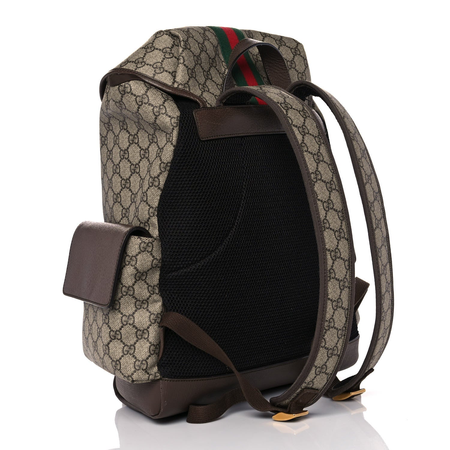 Gucci GG Supreme Monogram Medium Ophidia Double Buckle Backpack Brown 3 of 9