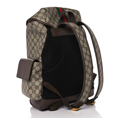 Gucci GG Supreme Monogram Medium Ophidia Double Buckle Backpack Brown 3 of 9