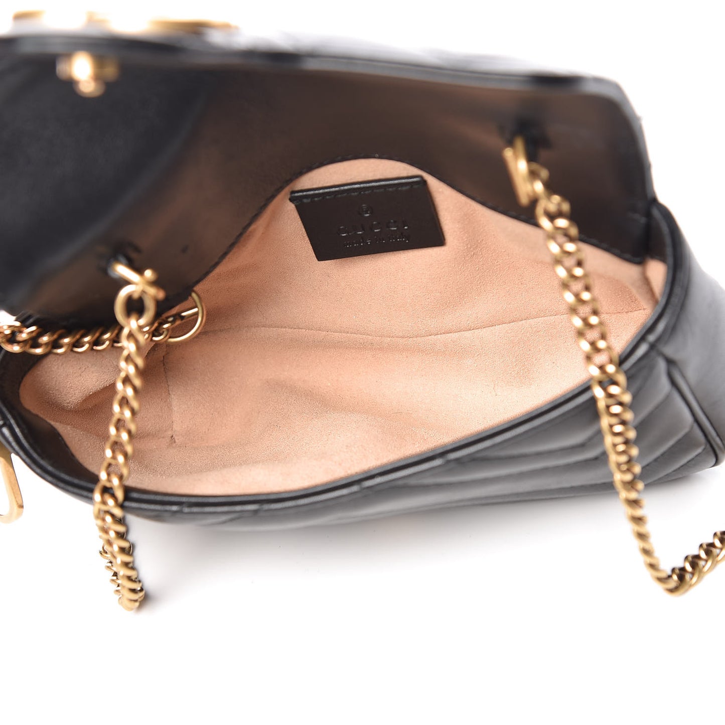 Calfskin Matelasse Super Mini GG Marmont Shoulder Bag Black