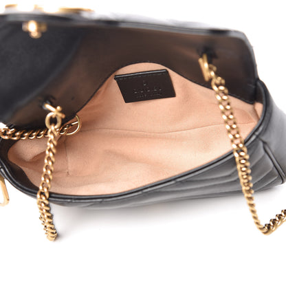 Gucci Calfskin Matelasse Super Mini GG Marmont Shoulder Bag Black 5 of 13