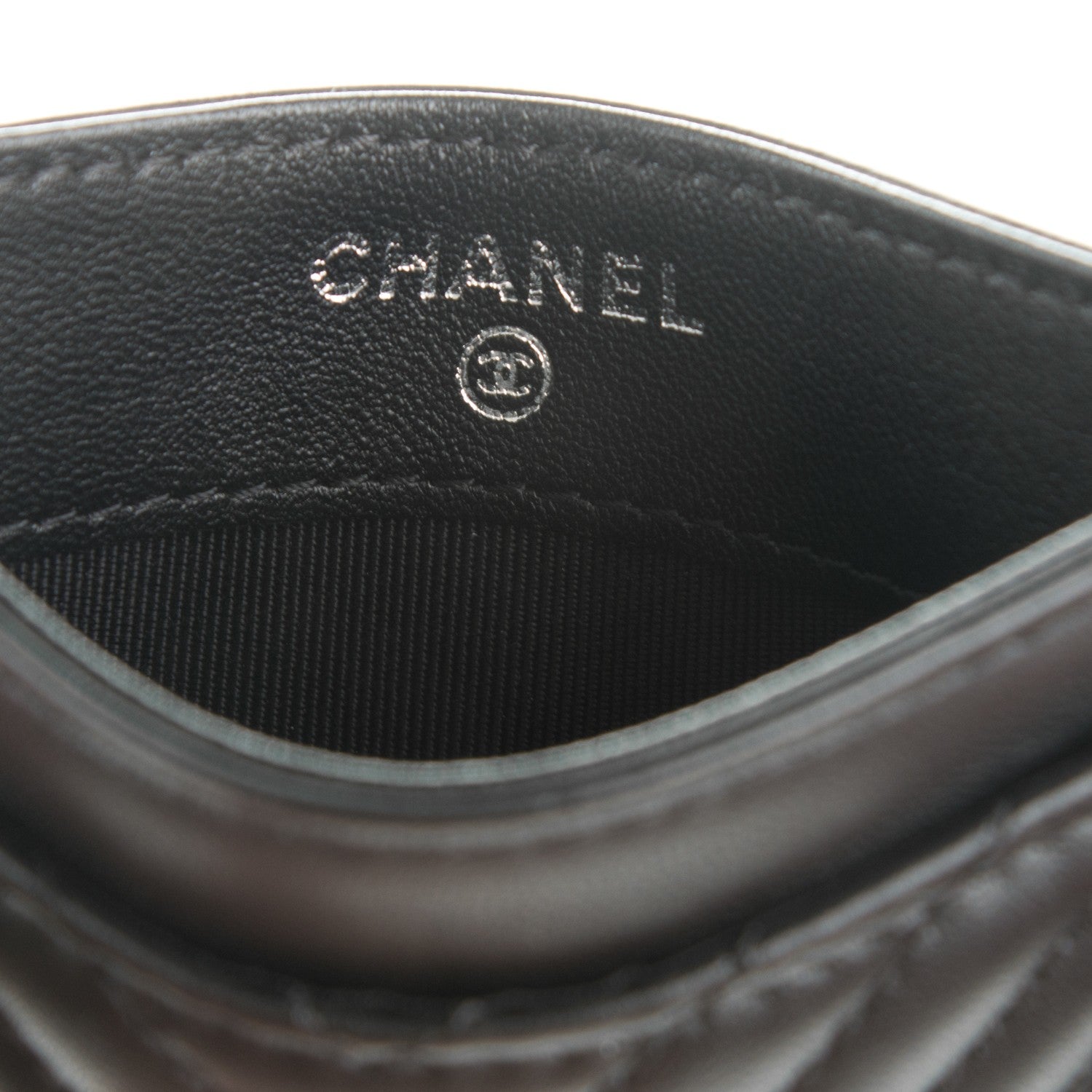 Chanel Lambskin Chevron Quilted Card Holder So Black 7 of 8