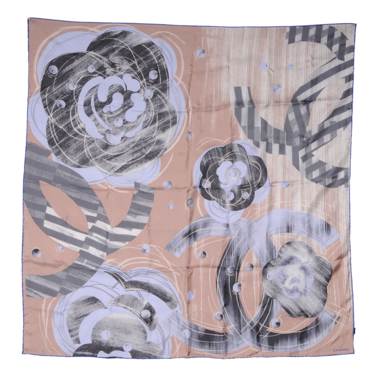 Silk Camellia CC Bubble Scarf Beige