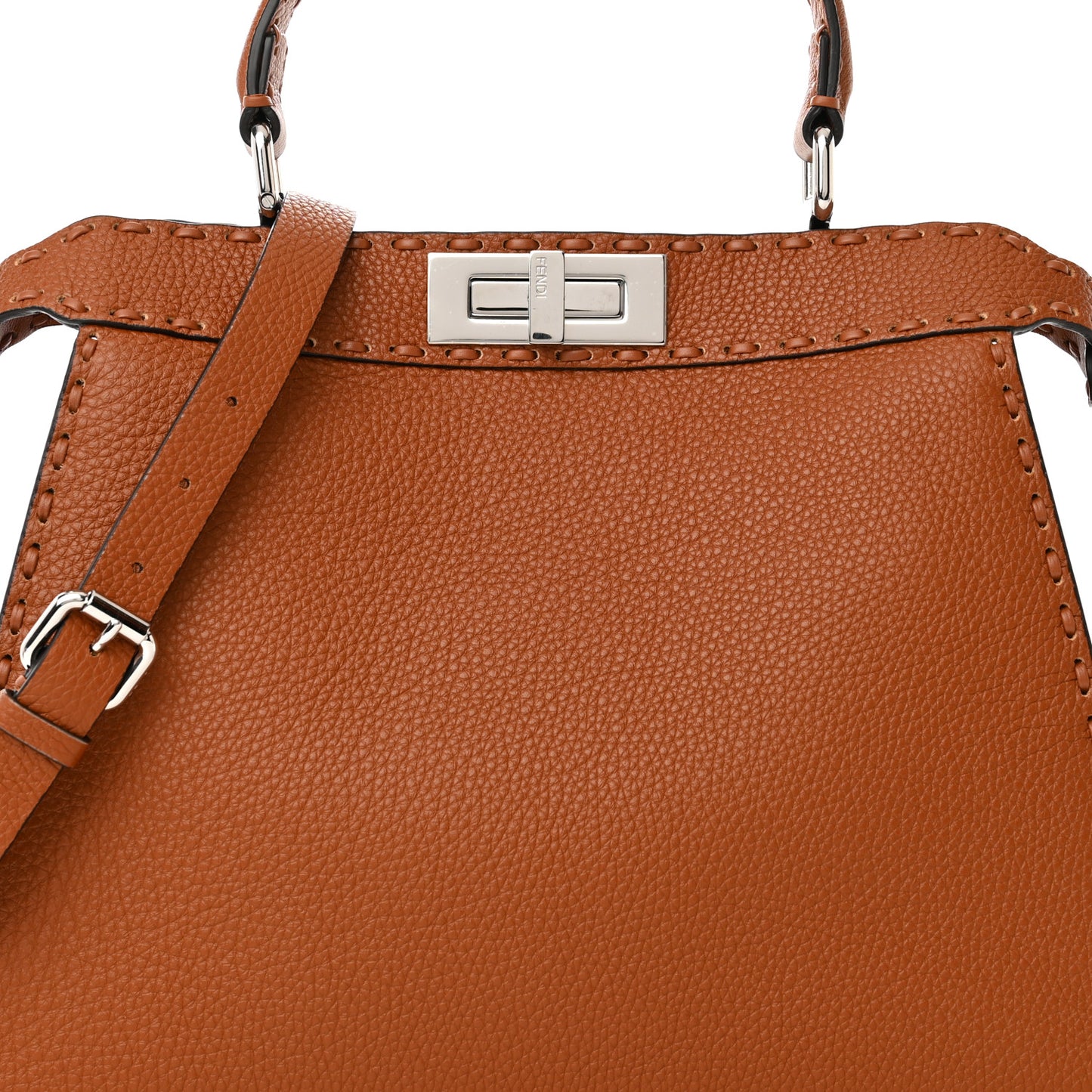 Cuoio Roma Sellerissima Nappa Sintetica Tape Stitch Medium Peekaboo I SEE U Satchel Brandy