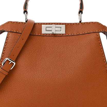 Fendi Cuoio Roma Sellerissima Nappa Sintetica Tape Stitch Medium Peekaboo I SEE U Satchel Brandy 9 of 11