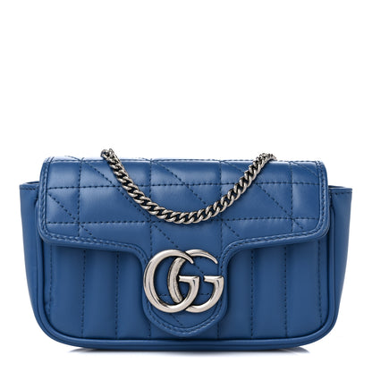 Gucci Calfskin Matelasse Aria Super Mini GG Marmont Shoulder Bag Clear Blue 1 of 11