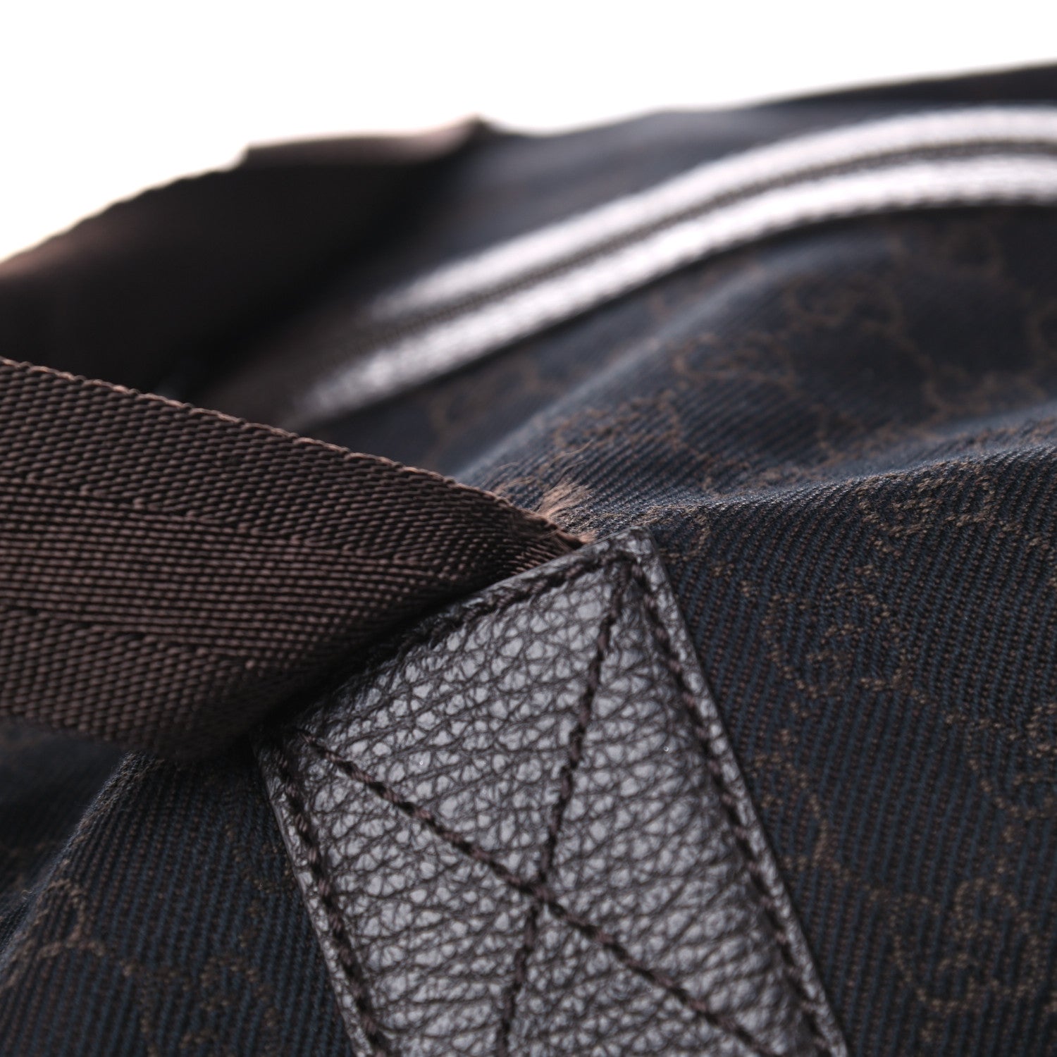 Gucci Denim Monogram Large Collapsible Carry On Duffle Bag Brown 10 of 10