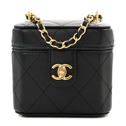 Chanel Lambskin Quilted Vanity Clutch With Chain  Black 1 of 10