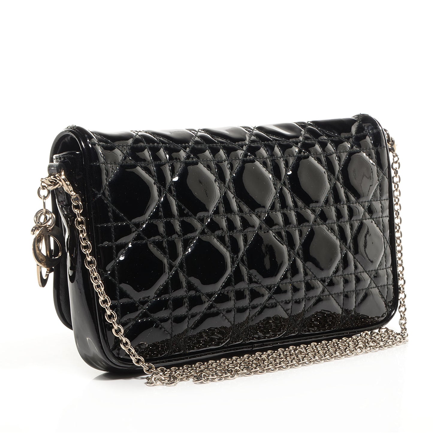 Patent Cannage Lady Dior Evening Clutch Black