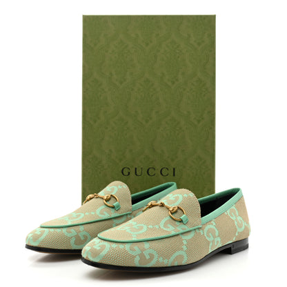 Gucci Canvas Monogram Jumbo GG Nappa Horsebit Womens Jordaan Loafers 37.5 Beige Pepperlight Mint 9 of 9