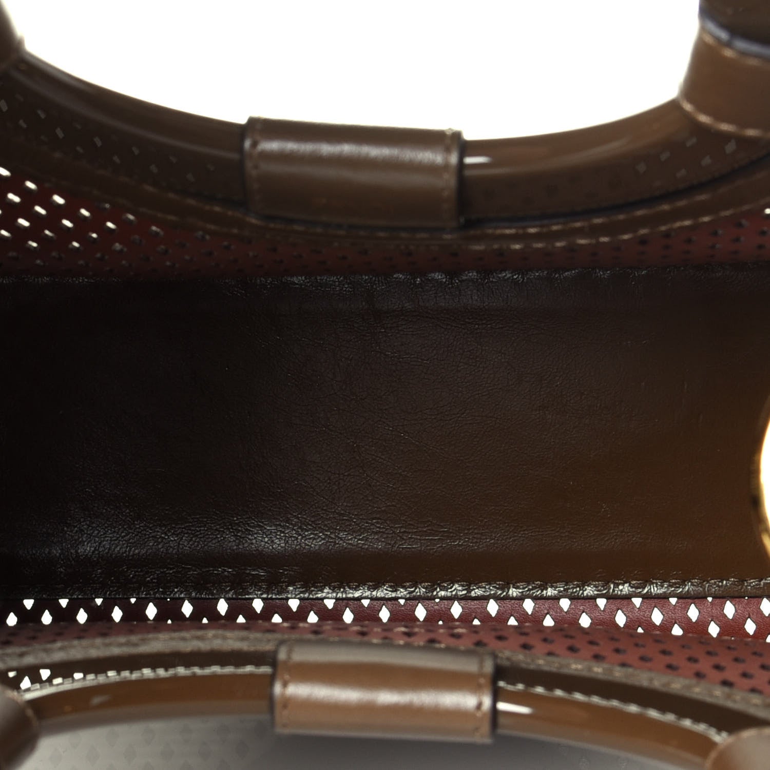 Fendi Vitello Liberty Glossy Lambskin Perforated Small Runaway Shopper Tote White Ice Rust Maya 5 of 8