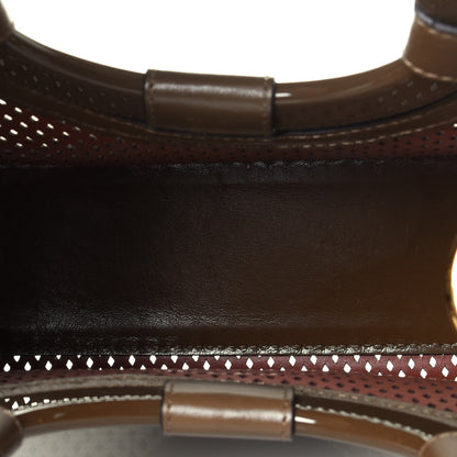 Fendi Vitello Liberty Glossy Lambskin Perforated Small Runaway Shopper Tote White Ice Rust Maya 5 of 8
