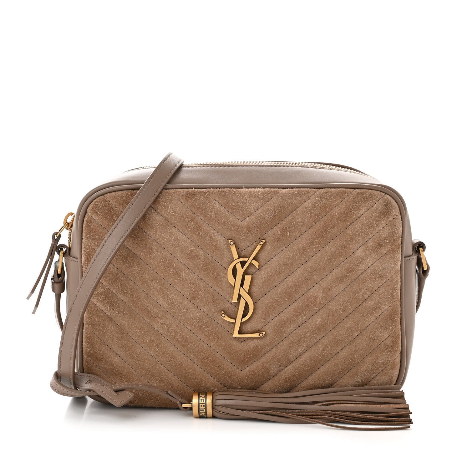 Suede Matelasse Monogram Lou Camera Bag Taupe