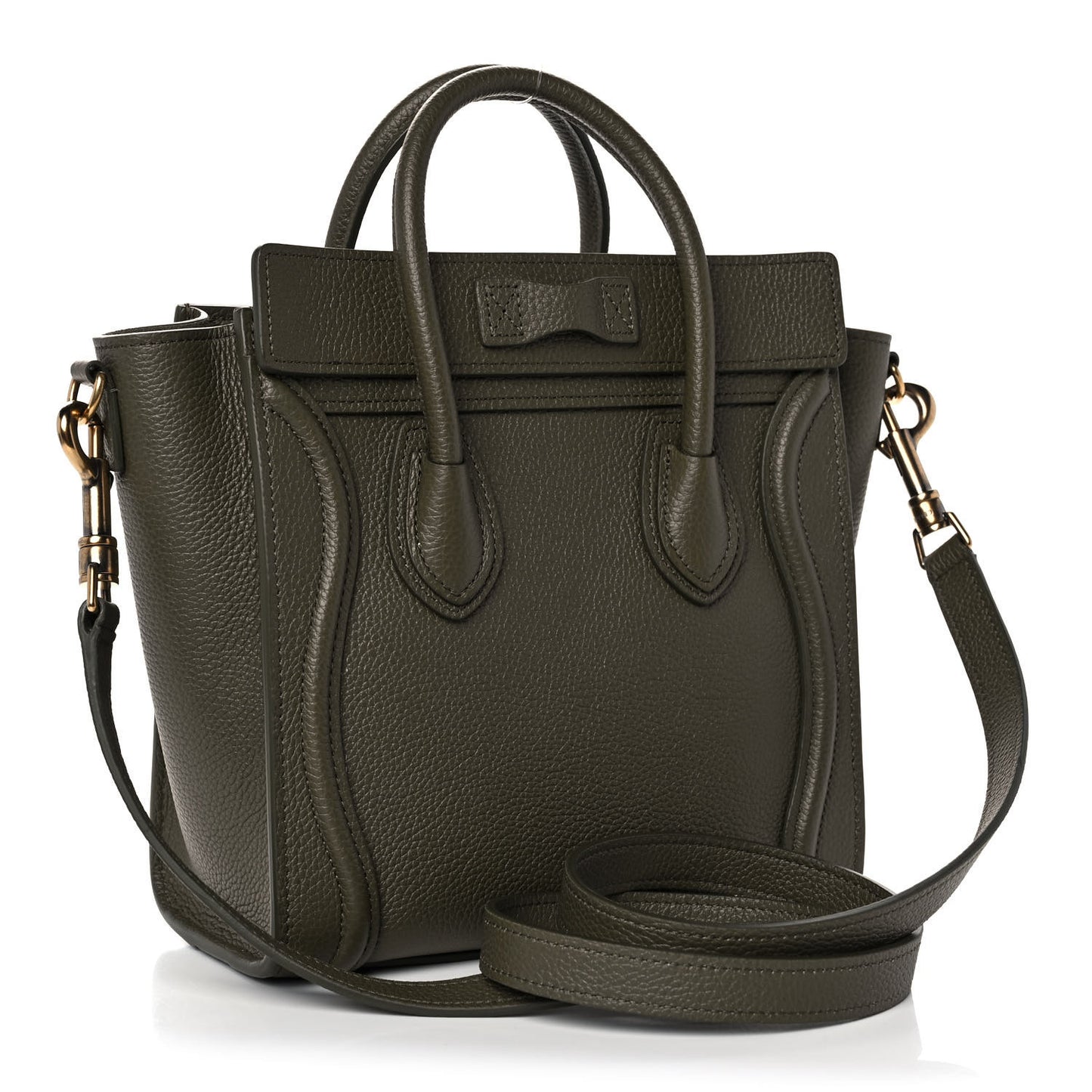 Drummed Calfskin Nano Luggage Army Green