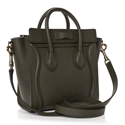 Celine Drummed Calfskin Nano Luggage Army Green 3 of 11