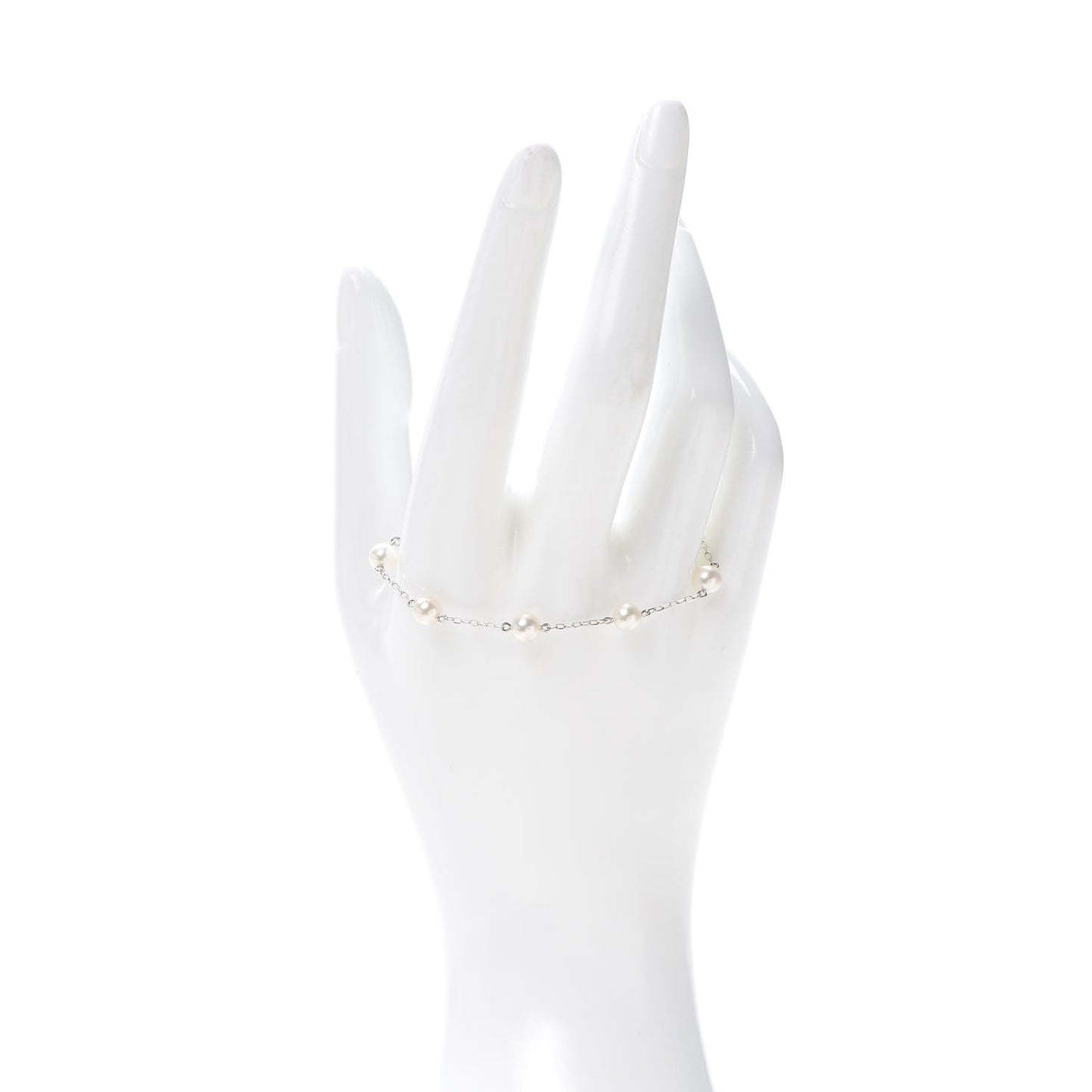 18K White Gold 5mm Akoya Pearl Station Bracelet