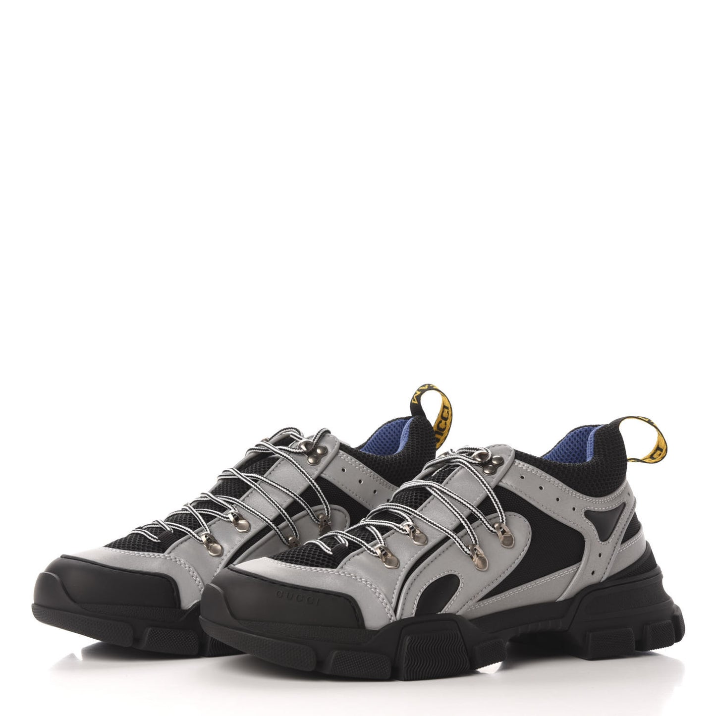 X SEGA Mesh Technical Canvas Calfskin Reflective Mens Flashtrek Sneakers 10 Silver Black