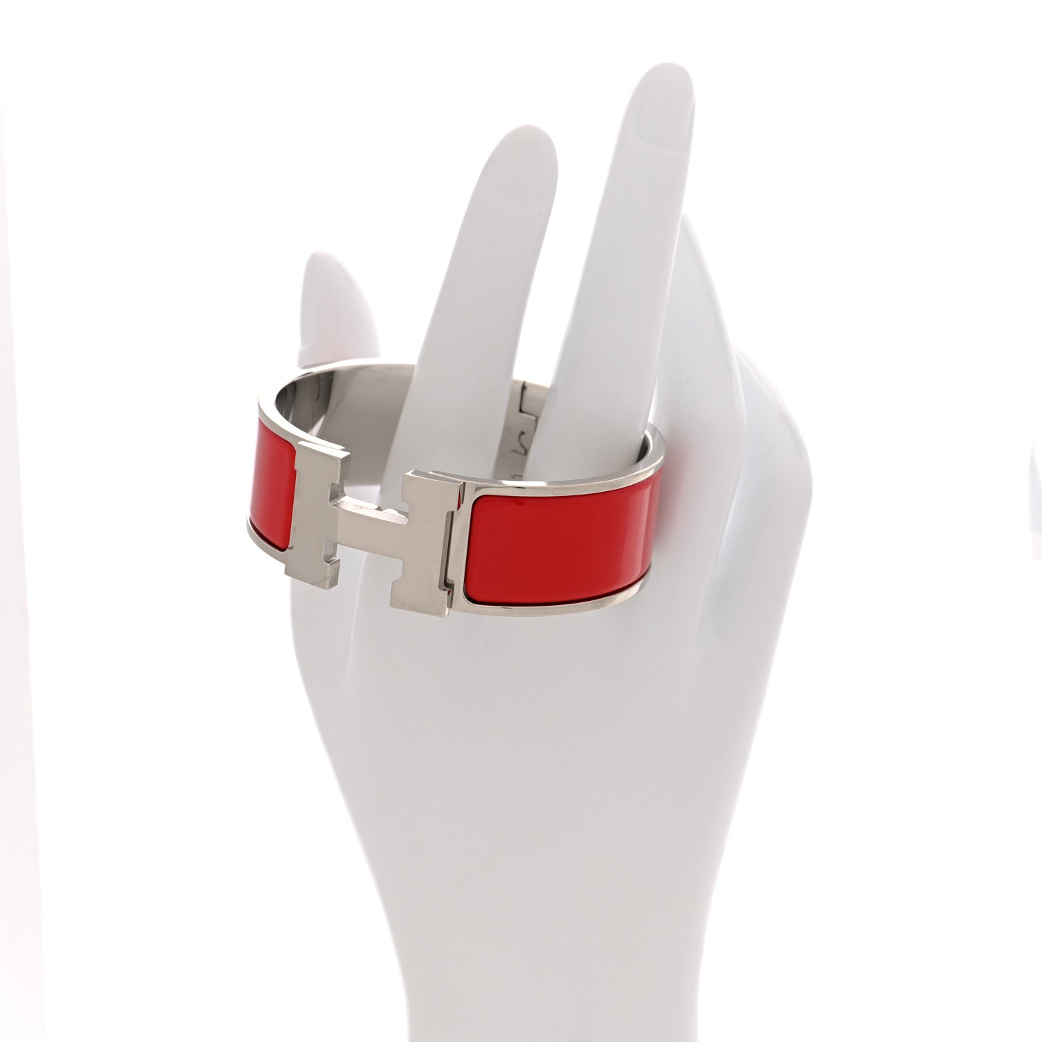 Hermes Enamel Wide Clic Clac H Bracelet PM Red 2 of 4