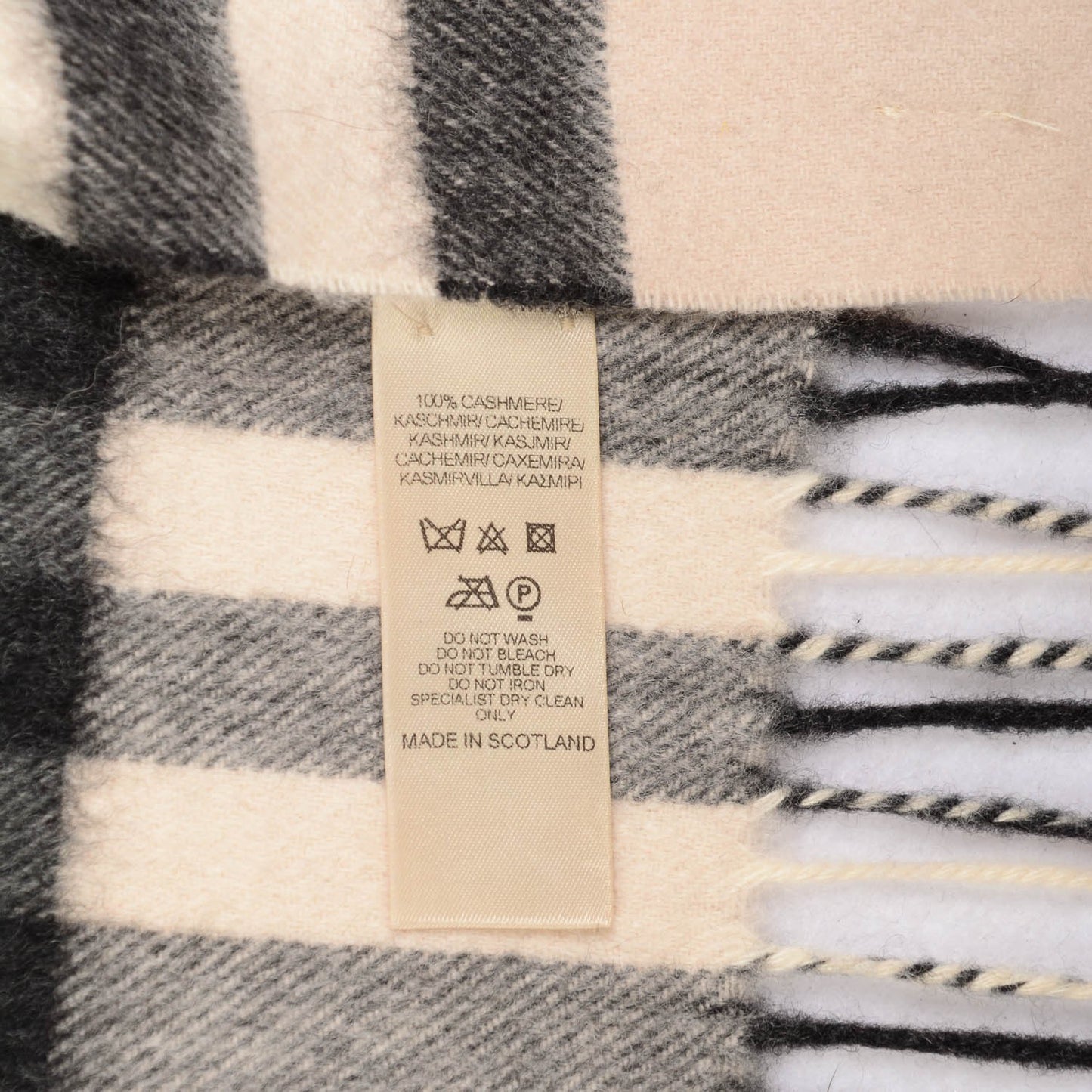 Cashmere Giant Check Skinny Scarf Stone