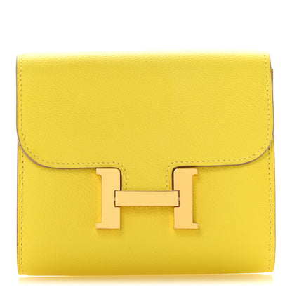 Hermes Evercolor Constance Compact Passant Wallet Lime 1 of 8